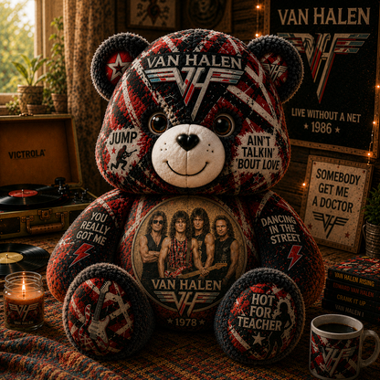Van Halen Bear Custom Shaped Pillow – Classic Rock Band , Rock Music Fan Gift