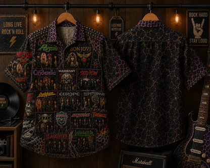 Rock Never Dies Hawaiian Shirt - Vintage Heavy Metal Glam Metal Music Fan Gift