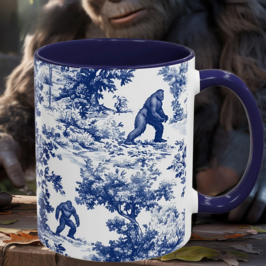Bigfoot Sasquatch Print Forest Toile Funny Accent Mug