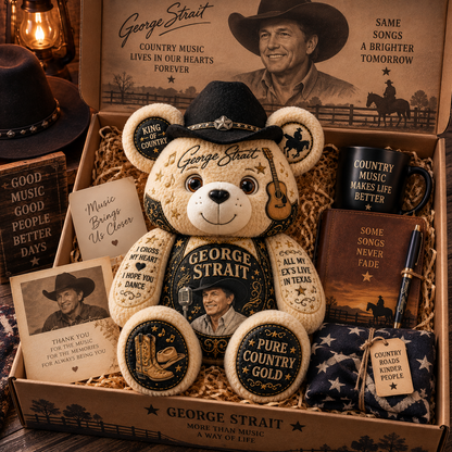 George Strait Bear Custom Shaped Pillow – King of Country, Pure Country Music Fan Gift