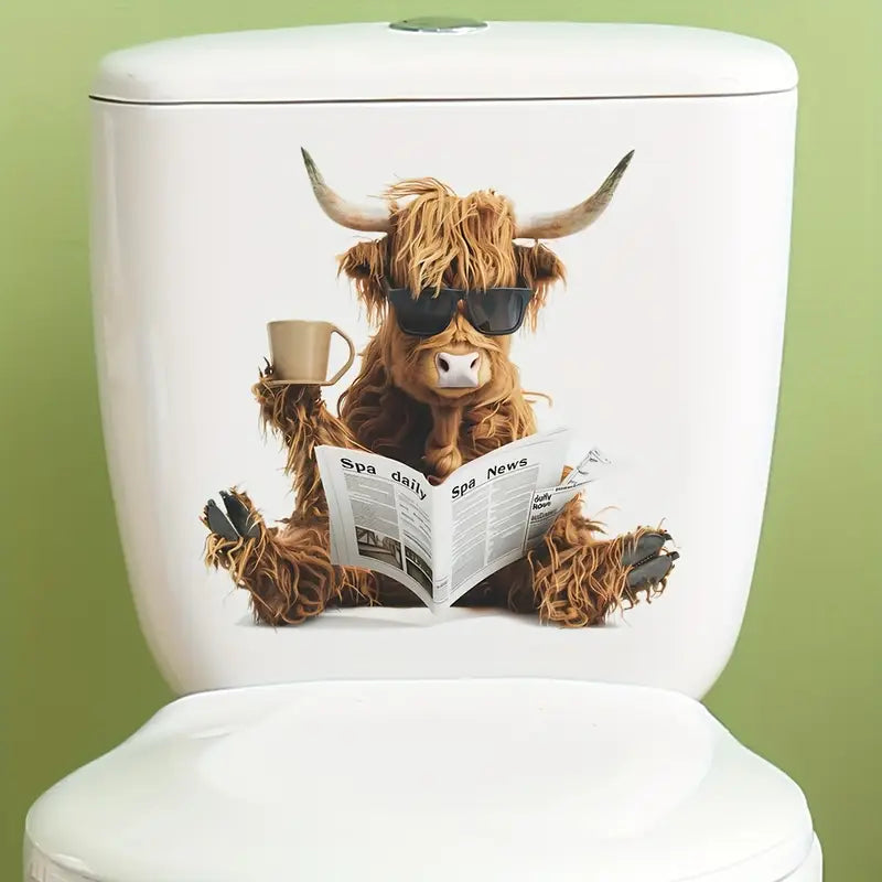 Cow Watching Newspaper Sticker