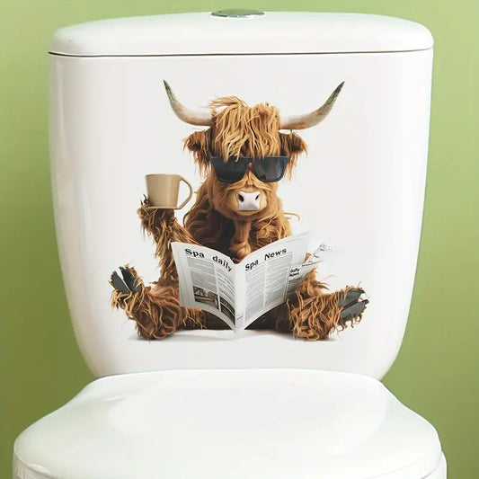 Cow Watching Newspaper Sticker