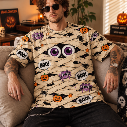 Cute Mummy Halloween T-Shirt – Spooky Season All Over Print Tee