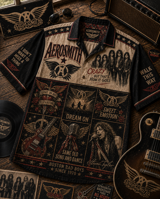 Aerosmith Hawaiian Shirt - Vintage Music Fan Gift