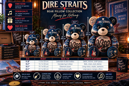 Dire Straits Bear Custom Shaped Pillow – Classic Rock Fan Gift