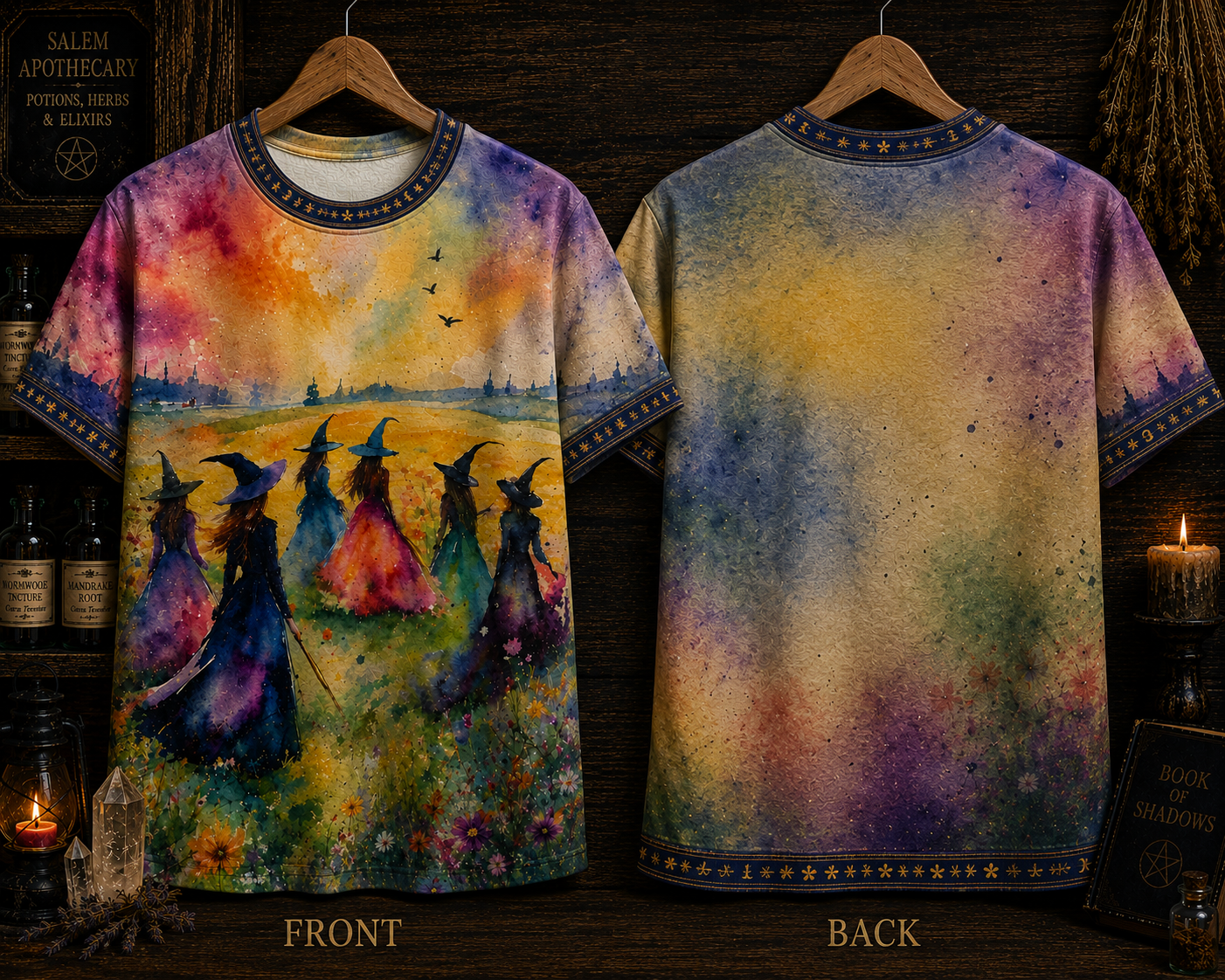 Colorful Witch Coven All Over Print - Witchy Halloween Shirt