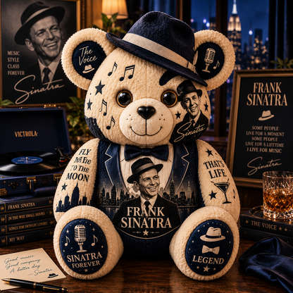 Frank Sinatra Bear Custom Shaped Pillow – The Voice Music Legend Fan Gift