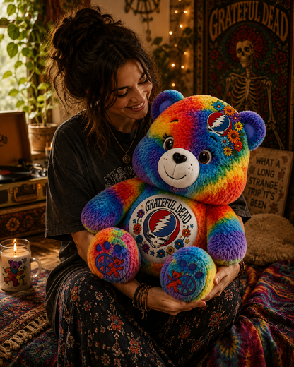 Grateful Dead Tie-Dye Bear Shaped Pillow– The Perfect Gift for Deadheads