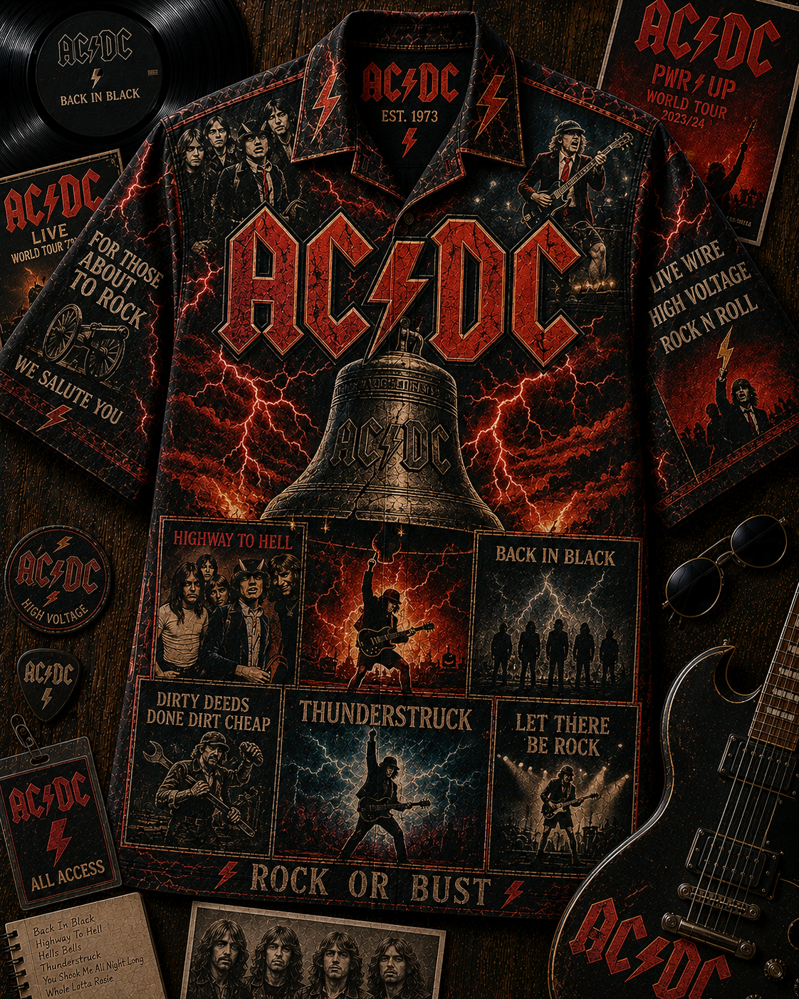AC/DC Band Hawaiian Shirt - Vintage Music Rock Fan Gift 2