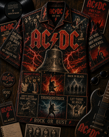AC/DC Band Hawaiian Shirt - Vintage Music Rock Fan Gift 2