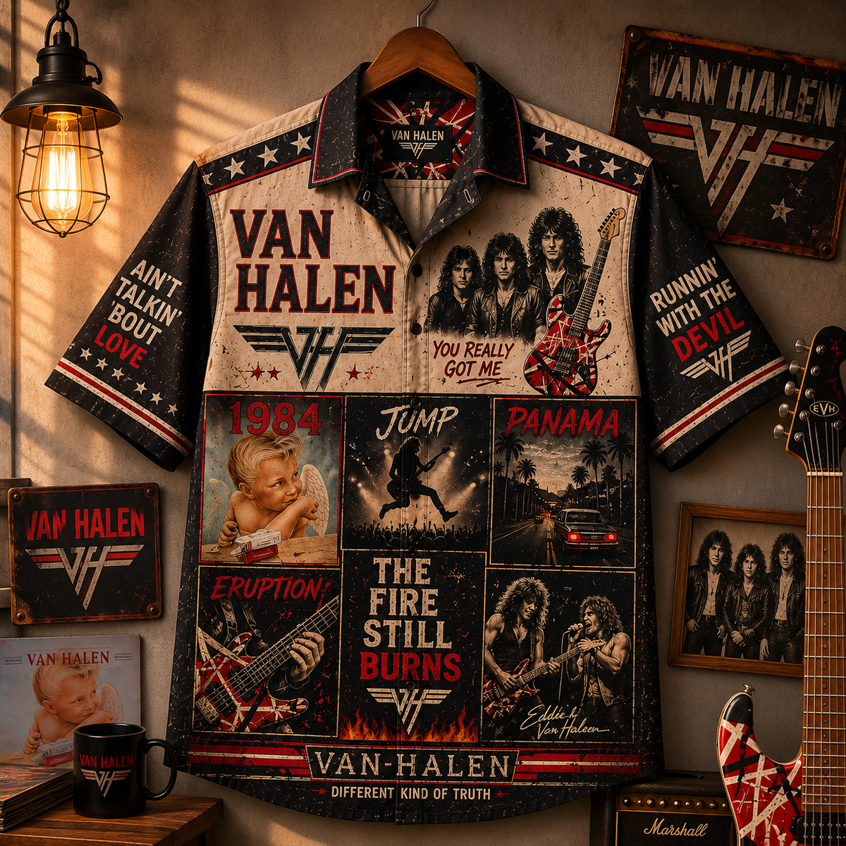 Van Halen Hawaiian Shirt - Vintage Music Fan Gift