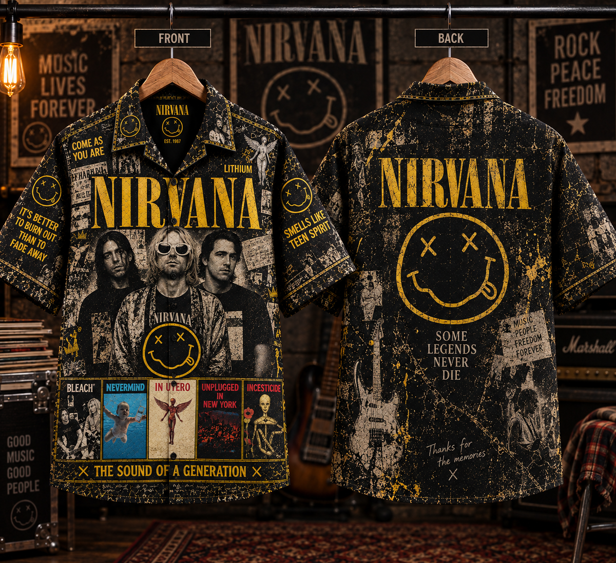 Nirvana Hawaiian Shirt - Vintage Rock Music Fan Gift