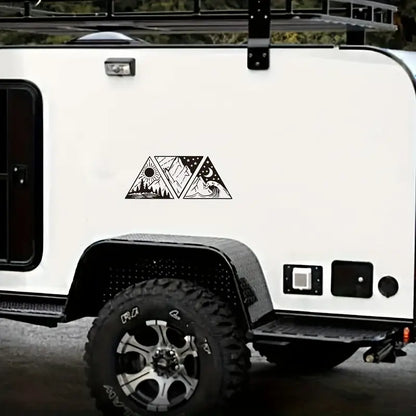 Sun Moon Ocean Mountain Vinyl Sticker Black