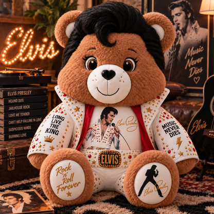 Elvis Presley Custom Shaped Bear Pillow – King of Rock ’n’ Roll Music Inspired Gift for Fans
