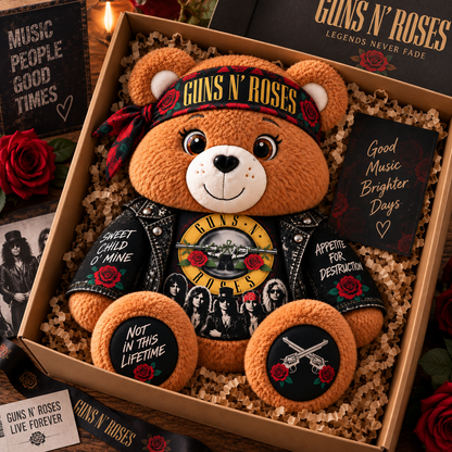 Guns N’ Roses Custom Shaped Bear Pillow – Rock Music Inspired Gift for Guns N’ Roses Fans