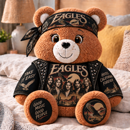 Eagles Custom Shaped Bear Pillow – Hotel California Take It Easy Classic Rock Music Inspired Gift for Eagles Fans