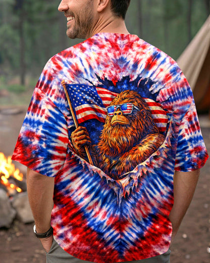BIGFOOT RED WHITE & BLUE SWIRL ALL OVER PRINT SHIRT