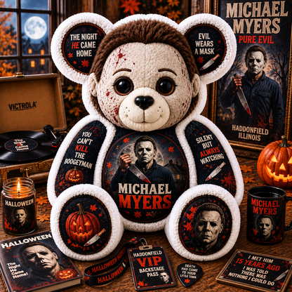 Michael Myers Bear Custom Shaped Pillow – Halloween Horror Boogeyman Fan Gift