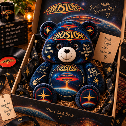 Boston Custom Shaped Bear Pillow – Classic Rock Music Inspired Gift for Boston Fans