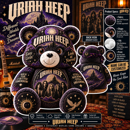 Uriah Heep Custom Shaped Bear Pillow – Easy Livin’ Classic Rock Legend Inspired Gift for Uriah Heep Fans