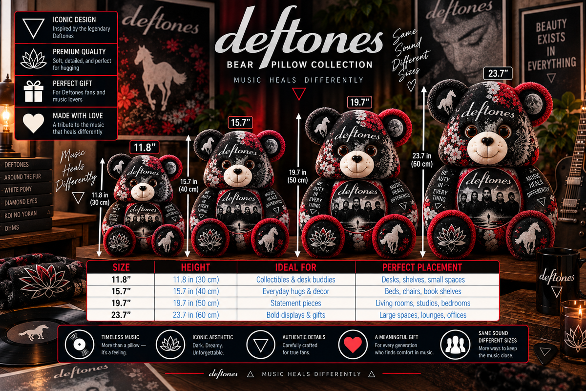 Deftones Bear Custom Shaped Pillow – White Pony Alternative Metal Music Fan Gift