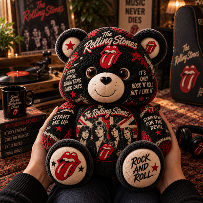 The Rolling Stones Bear Custom Shaped Pillow – Gift for Fans & Classic Rock Lovers 2