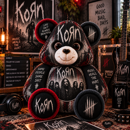 Korn Custom Shaped Bear Pillow – Nu Metal Music Inspired Gift for Fans