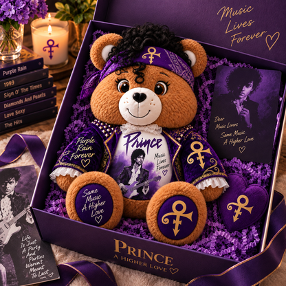 Prince Custom Shaped Bear Pillow – Purple Rain Inspired Gift for Prince Fans