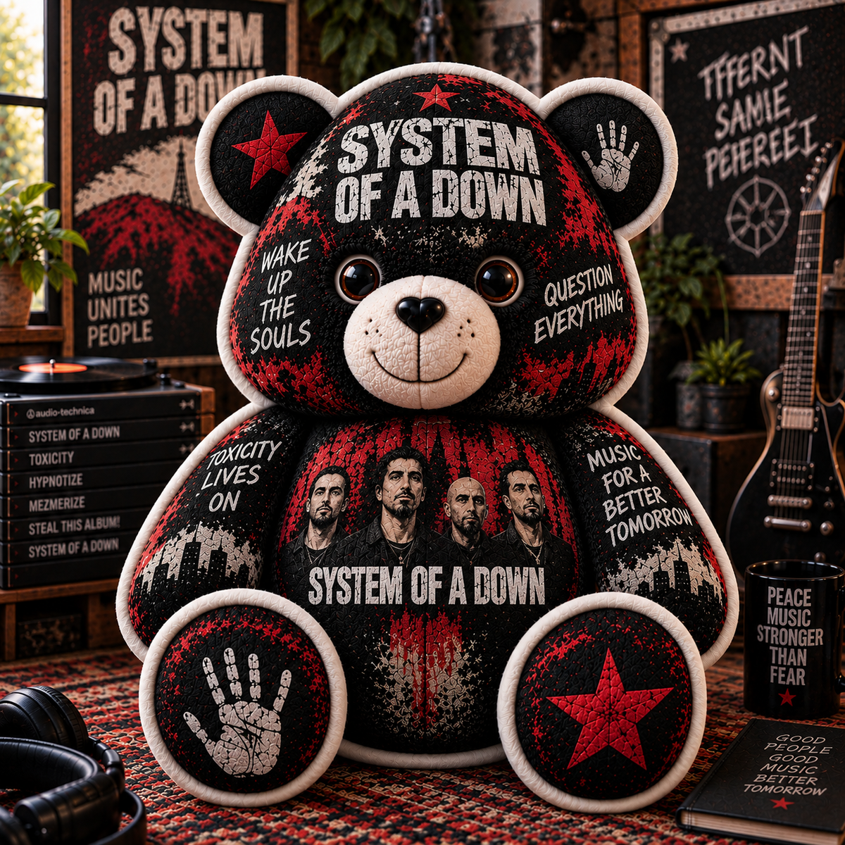 System of a Down Bear Custom Shaped Pillow – Alternative Metal Music Fan Gift