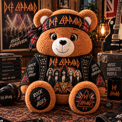 Def Leppard Custom Shaped Bear Pillow – Classic Hard Rock Inspired Gift for Def Leppard Fans