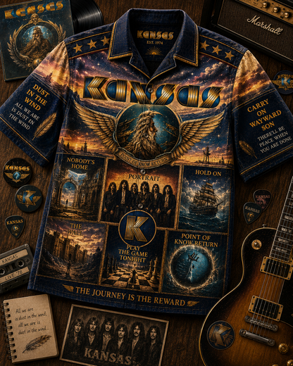 Kansas Hawaiian Shirt - Vintage Music Rock Fan Gift