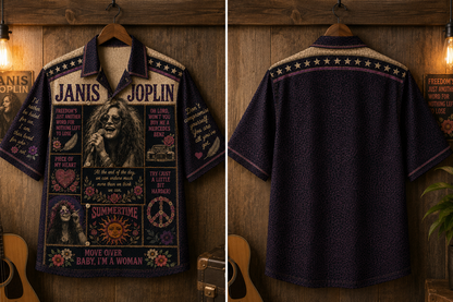 Janis Joplin Collection Hawaiian Shirt - Vintage Music Fan Gift