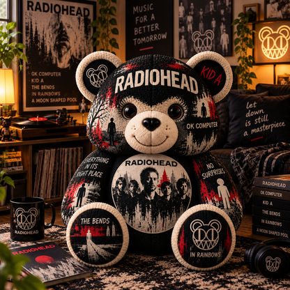 Radiohead Bear Custom Shaped Pillow – Alternative Rock Music Fan Gift