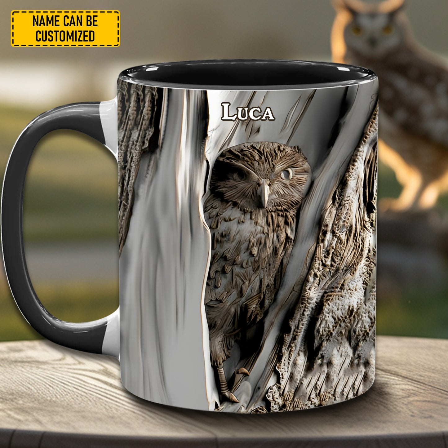 Personalized Owl In The Woods Accent Mug
