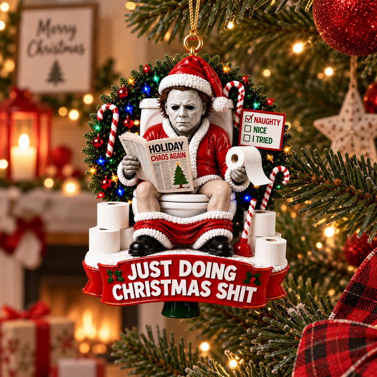 Michael Myers Just Doing Christmas Shit Ornament