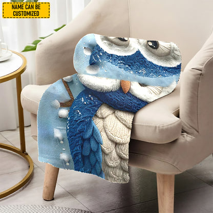 Personalized Winter Owl Blanket