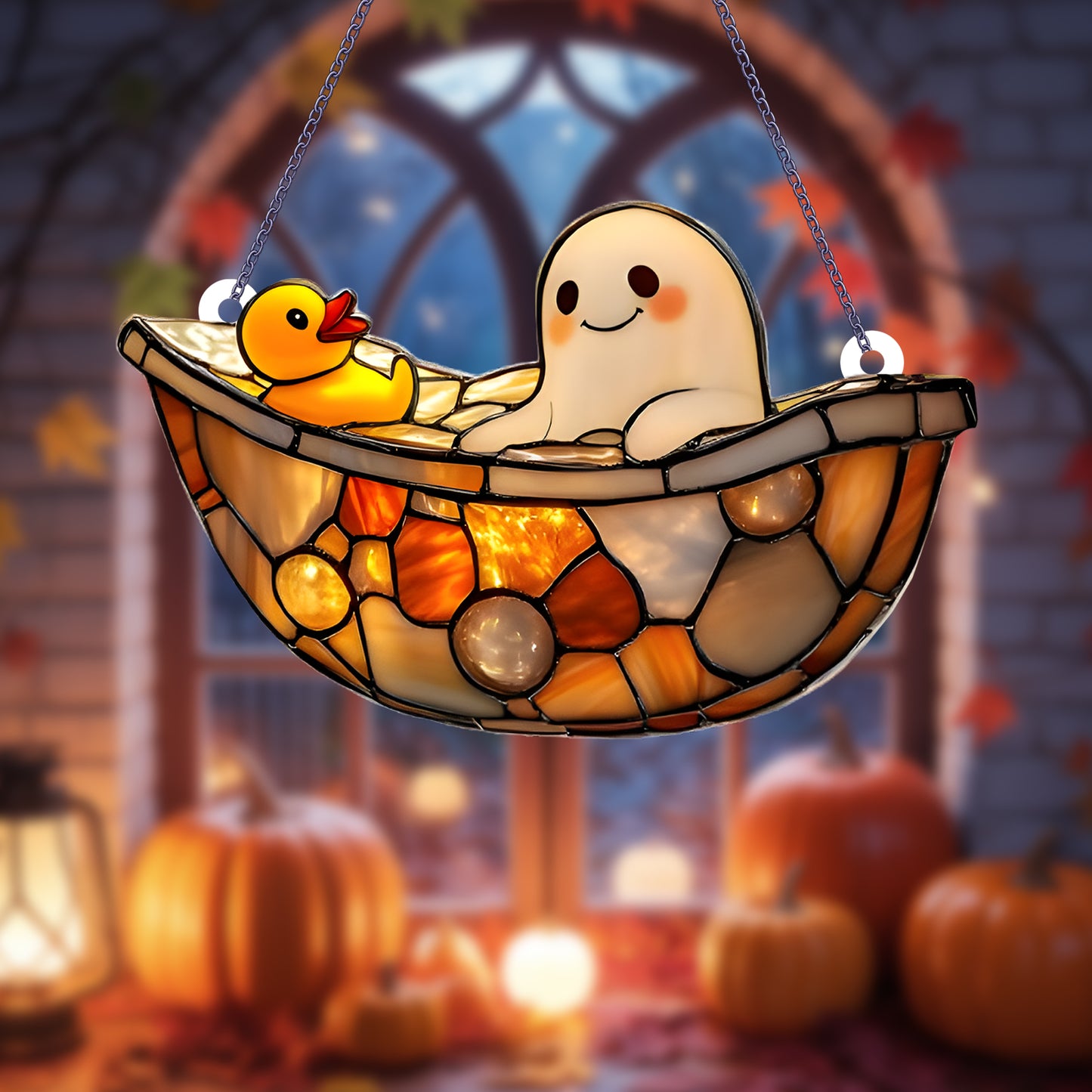 Cute Ghost Stained Glass Acrylic Suncatcher