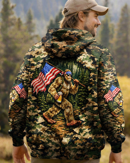 BIGFOOT WITH FLAG CAMOUFLAGE ALL OVER PRINT SHIRT