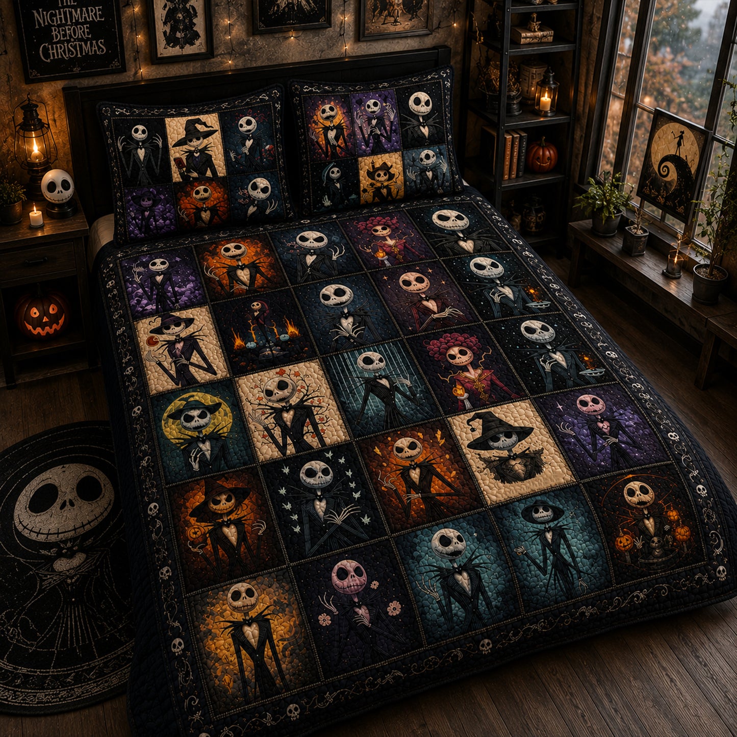 Gothic Skeleton Patchwork Quilted Bedding Set