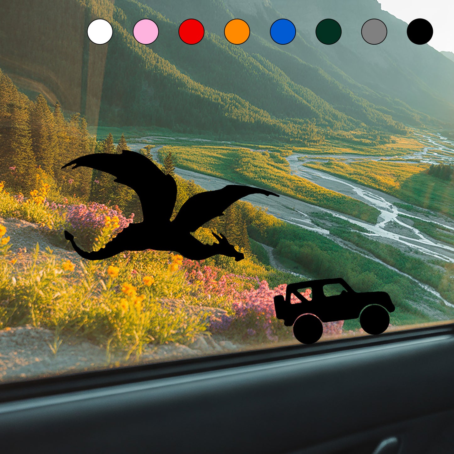 Set of 2 - Dragon vs Car Sticker