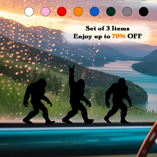 Set 3 Bigfoot Sticker, Sasquatch Stroll: Rock On Edition Vinyl Sticker