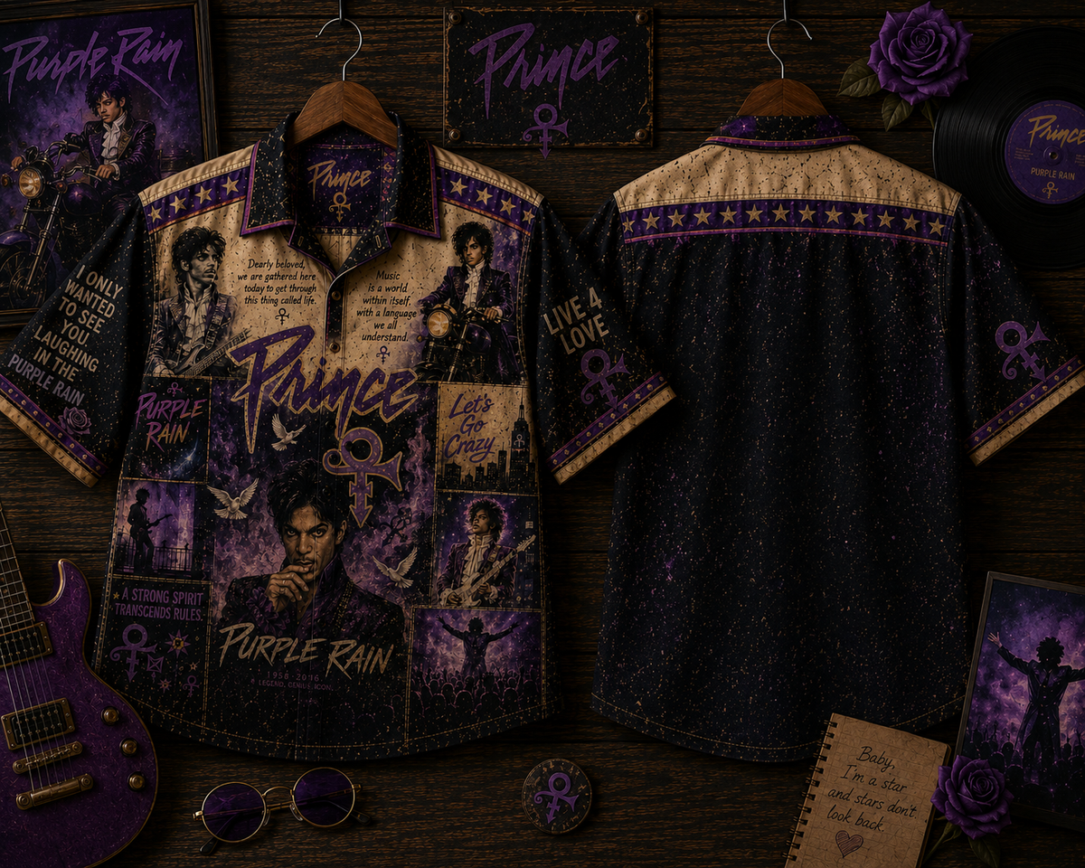 Purple Prince Hawaiian Shirt - Vintage Music Fan Gift