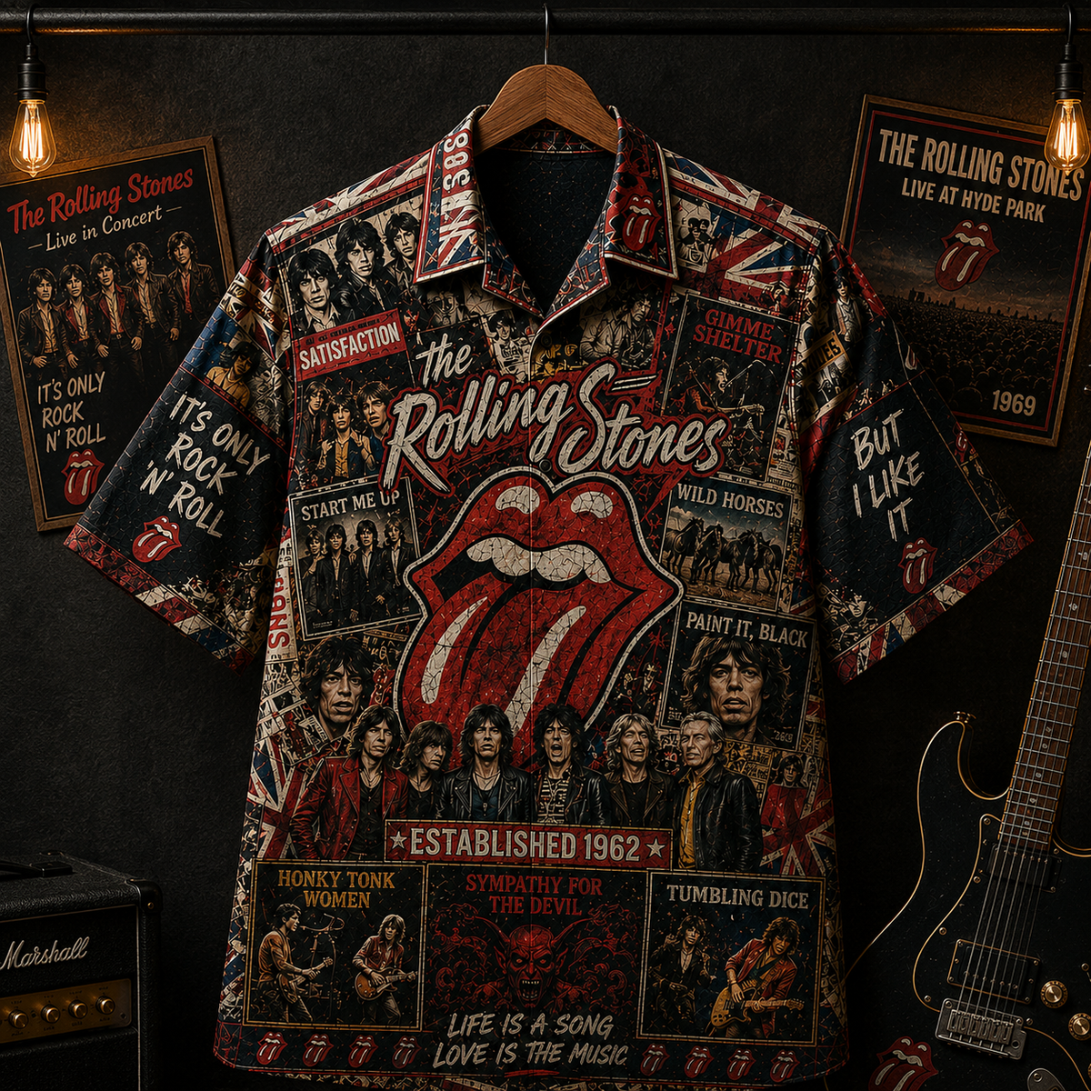 Rolling Stones Band Hawaiian Shirt - Vintage Music Rock Fan Gift