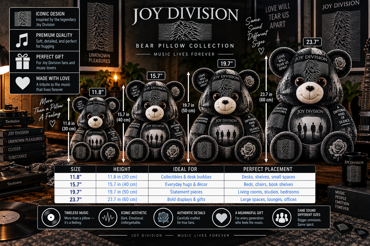 Joy Division Bear Custom Shaped Pillow – Unknown Pleasures Post-Punk Music Fan Gift