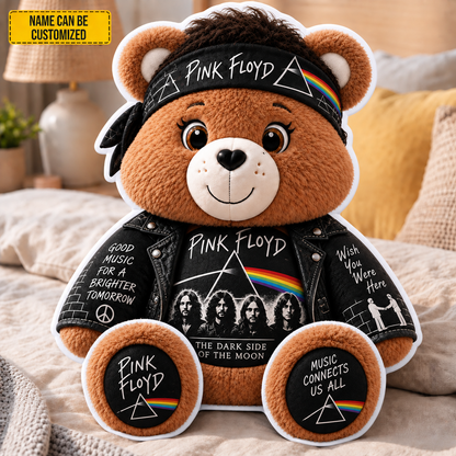 Pink Floyd Custom Shaped Bear Pillow – Classic Rock Music Inspired Gift for Fans