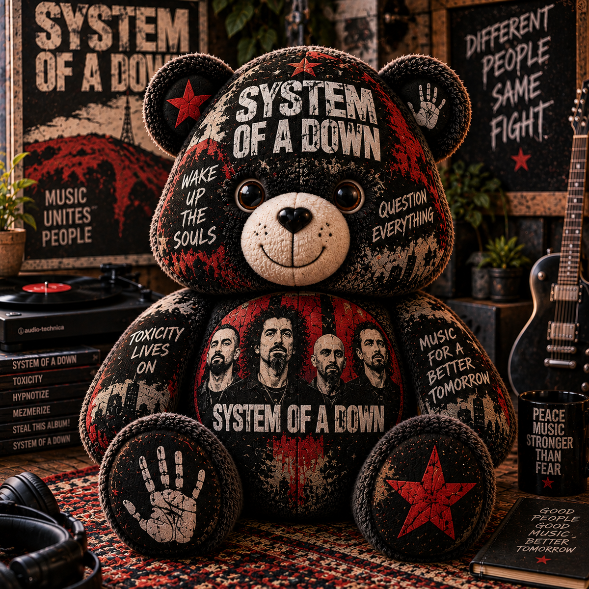 System of a Down Bear Custom Shaped Pillow – Alternative Metal Music Fan Gift