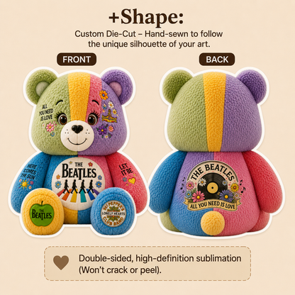 The Beatles Bear Custom Shaped Pillow – Gift for Beatles Fans & Music Lovers
