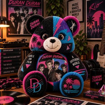 Duran Duran Bear Custom Shaped Pillow – 80s Music Fan Gift