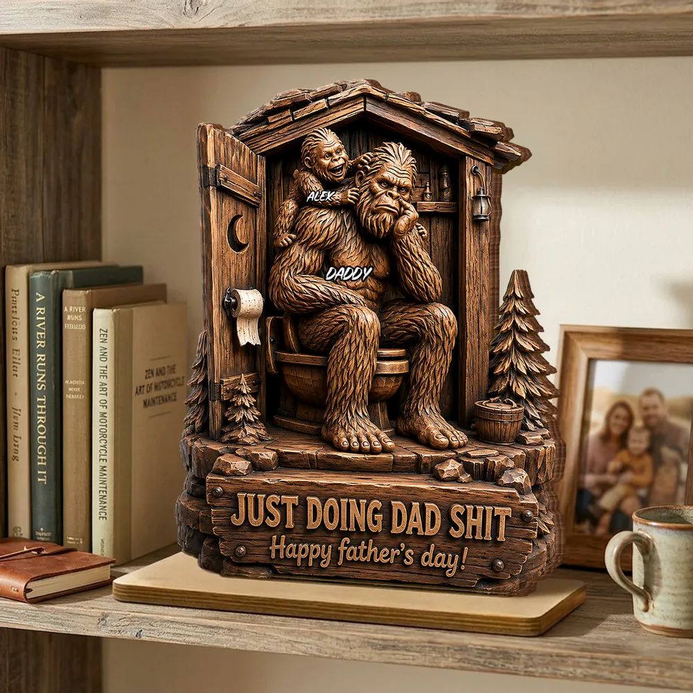 Just Doing Dad Stuff – Personalized Bigfoot Wooden Plaque