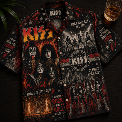 Kiss Band Hawaiian Shirt - Vintage Music Fan Gift 2